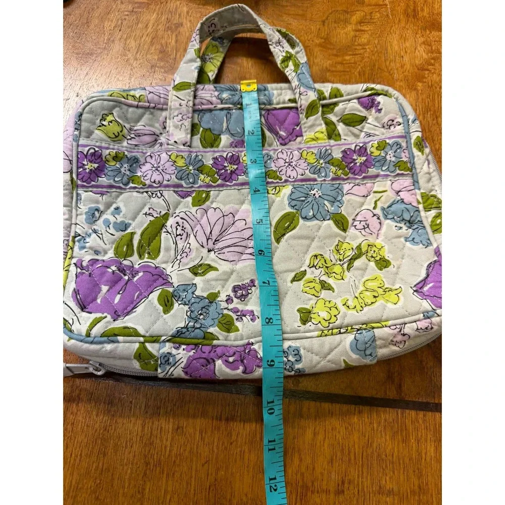 Vera Bradley Floral Quilted Tablet Case Document Bag Purple Blue Grey Floral